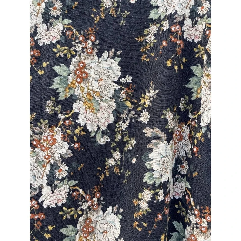 VTG SSLR Jacket Men's S Floral Fully Lined Metro 90's Cotton Flax Linen Black - Picture 6 of 10